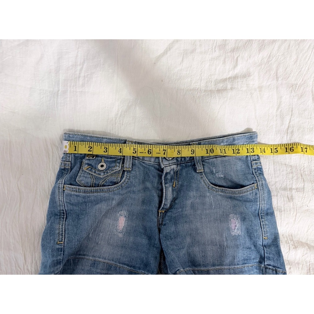 Miss Sixty patched denim shorts light wash blue pink patch low rise size 6 - Picture 9 of 11